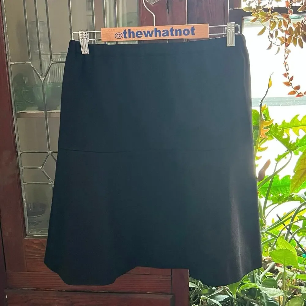 80s/90s Vintage Homemade Black Full Skirt Size XS Elastic Waist Midi Minimalist